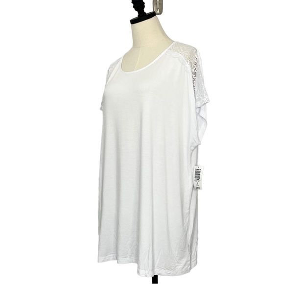 Torrid Super Soft Knits T-Shirt Dolman SS Sleeve White with Lace Size 2 = 2X - Picture 3 of 11